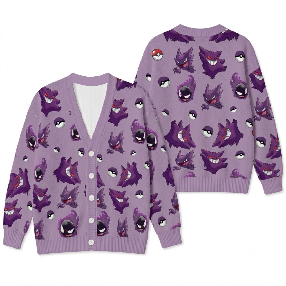 Spooky Purple Shadow Monster Cardigan Sweater - Cute Anime Ghost Knitwear