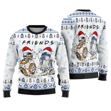 R2-D2 and BB-8 Ugly Christmas Sweater - Friends Holiday Knit Print