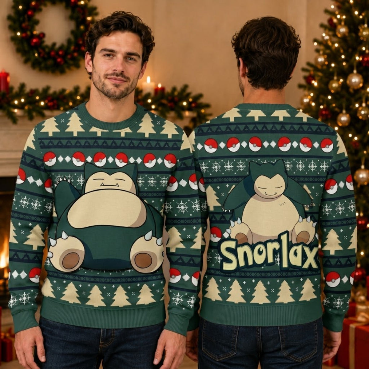 Sleepy Big Belly Monster Ugly Christmas Sweater - Anime Graphic Holiday Knit Print