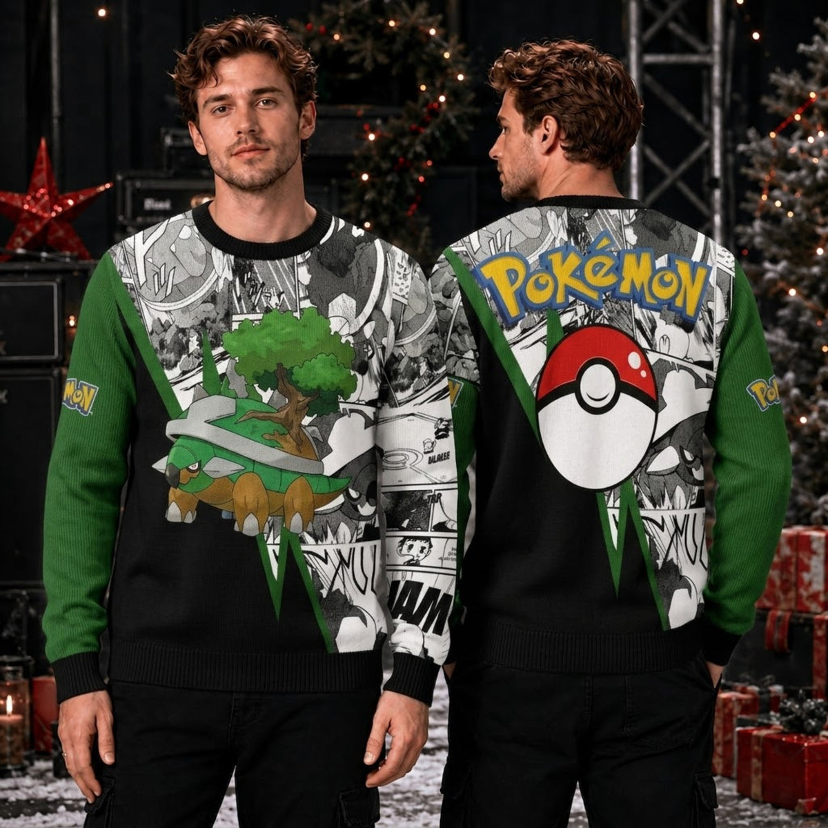 Giant Tree Tortoise Ugly Christmas Sweater - Pocket Creature Holiday Knit Print