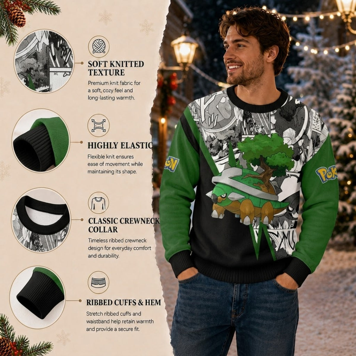 Giant Tree Tortoise Ugly Christmas Sweater - Pocket Creature Holiday Knit Print