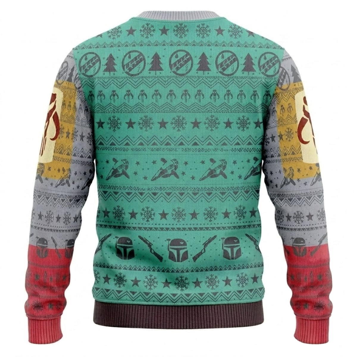 Galactic Helmet Bounty Hunter Ugly Christmas Sweater - Sci-Fi Movie Holiday Knit Print