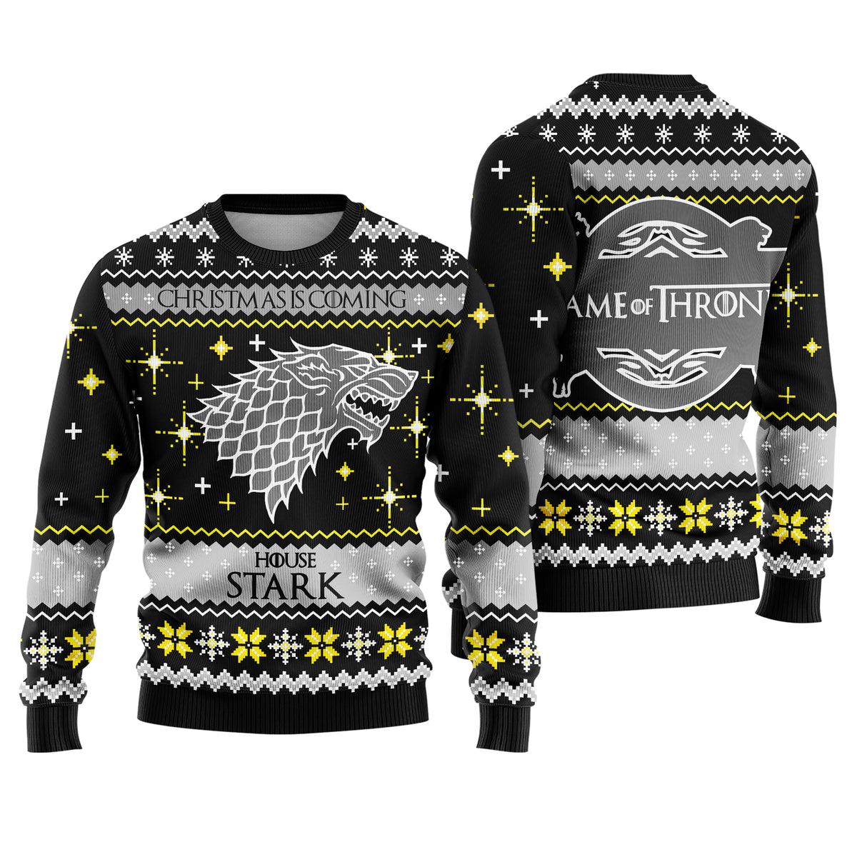 Direwolf Northern Kingdom Ugly Christmas Sweater - Winter Is Coming Holiday Knit Print