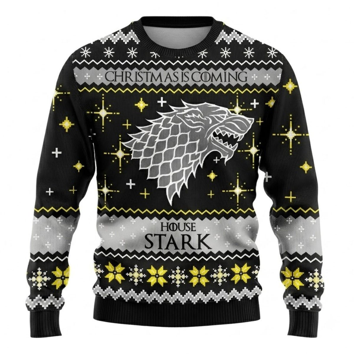 Direwolf Northern Kingdom Ugly Christmas Sweater - Winter Is Coming Holiday Knit Print