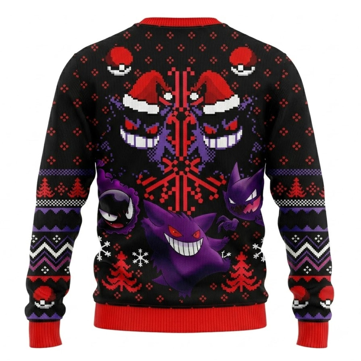 Spooky Shadow Ghost Trio Ugly Christmas Sweater - Anime Spooky Holiday Knit Print