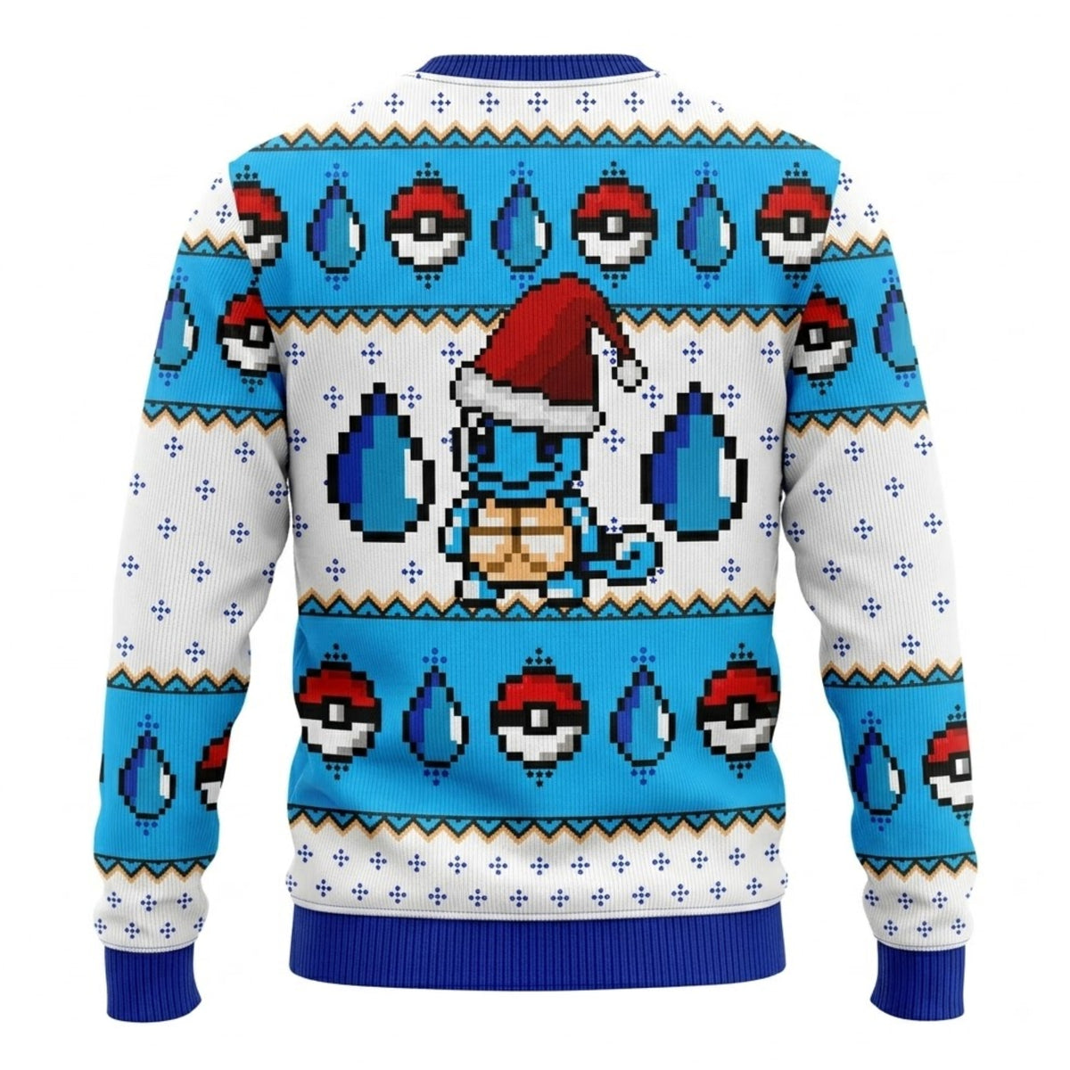 Tiny Blue Water Turtle Ugly Christmas Sweater - Anime Pixel Art Holiday Knit Print