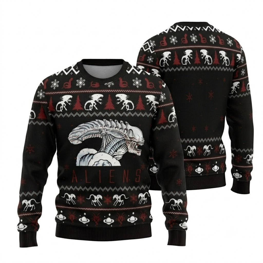 Alien Ridley Scott Ugly Christmas Sweater - Sci-Fi Movie Holiday Knit Print
