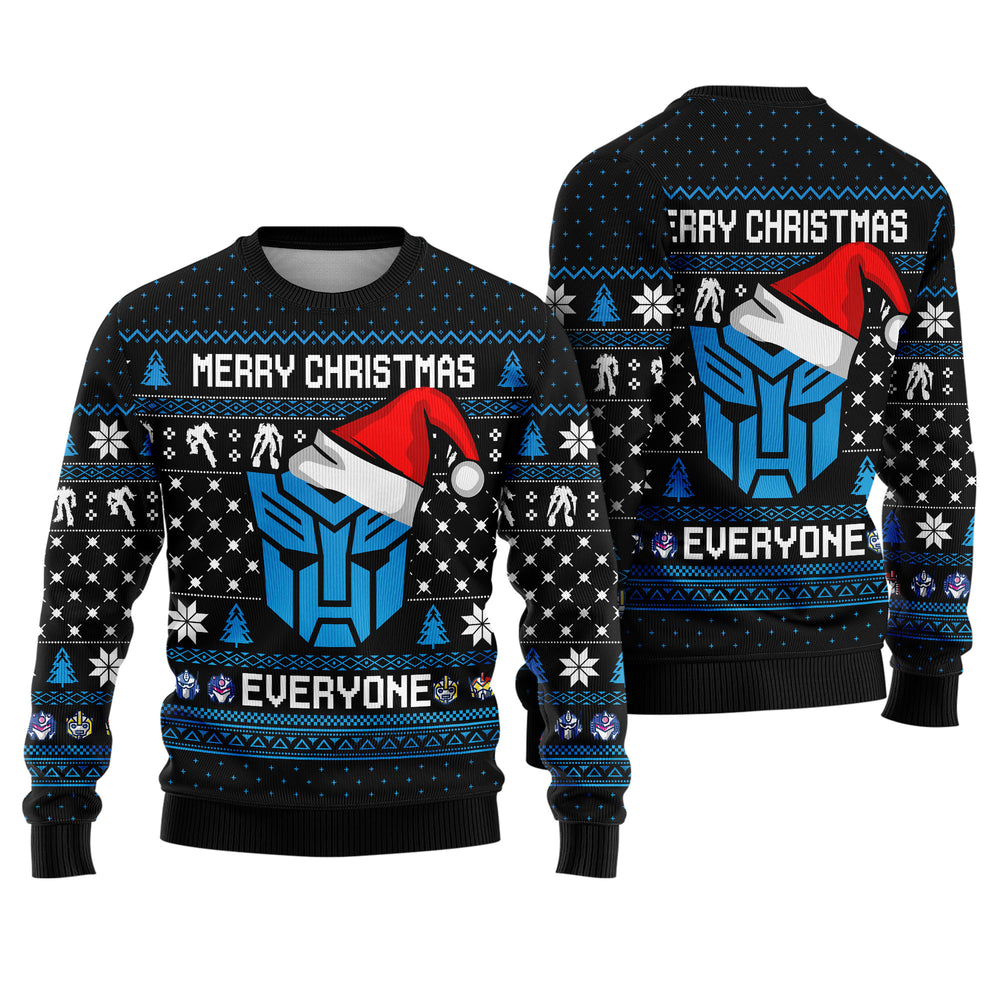 Alien Robot Transforming Mech Ugly Christmas Sweater - Cybernetic Holiday Knit Print