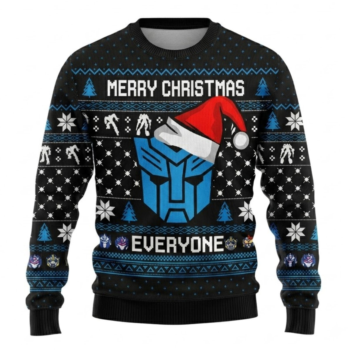 Alien Robot Transforming Mech Ugly Christmas Sweater - Cybernetic Holiday Knit Print