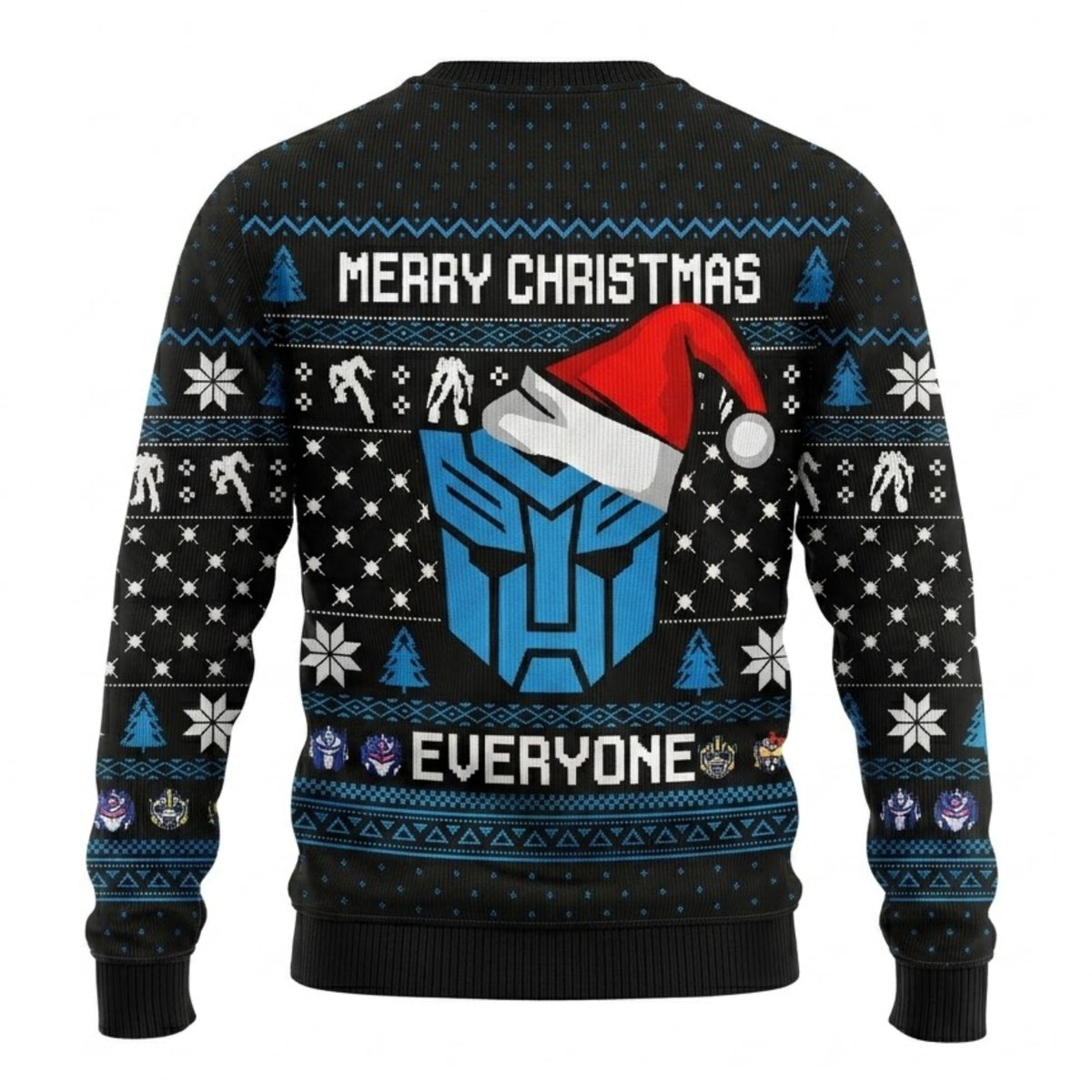 Alien Robot Transforming Mech Ugly Christmas Sweater - Cybernetic Holiday Knit Print