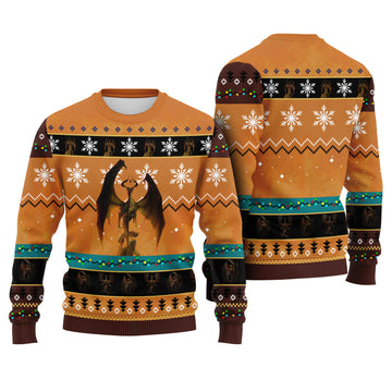 Elder Dragon Ugly Christmas Sweater - Fantasy Holiday Knit Print