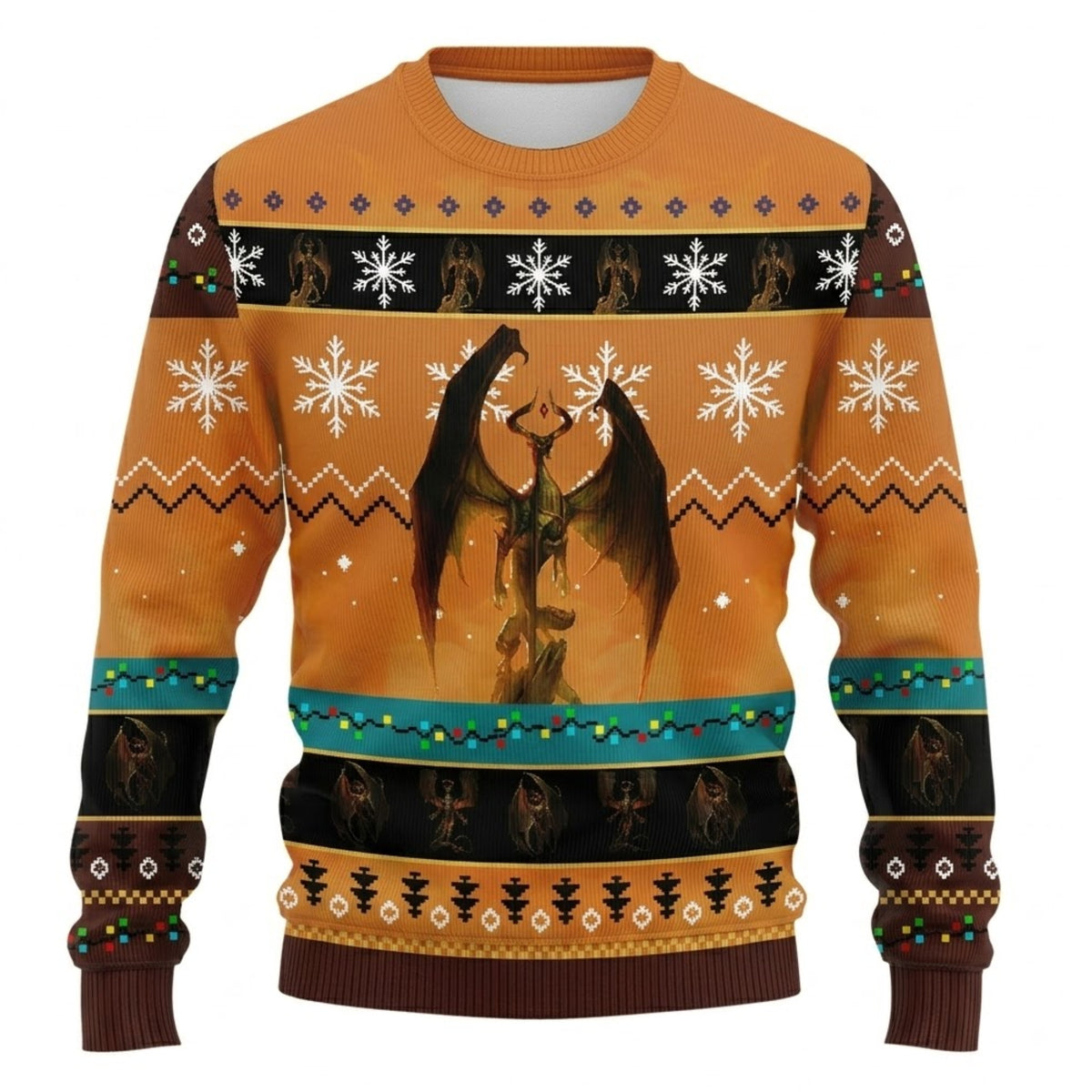 Elder Dragon Ugly Christmas Sweater - Fantasy Holiday Knit Print