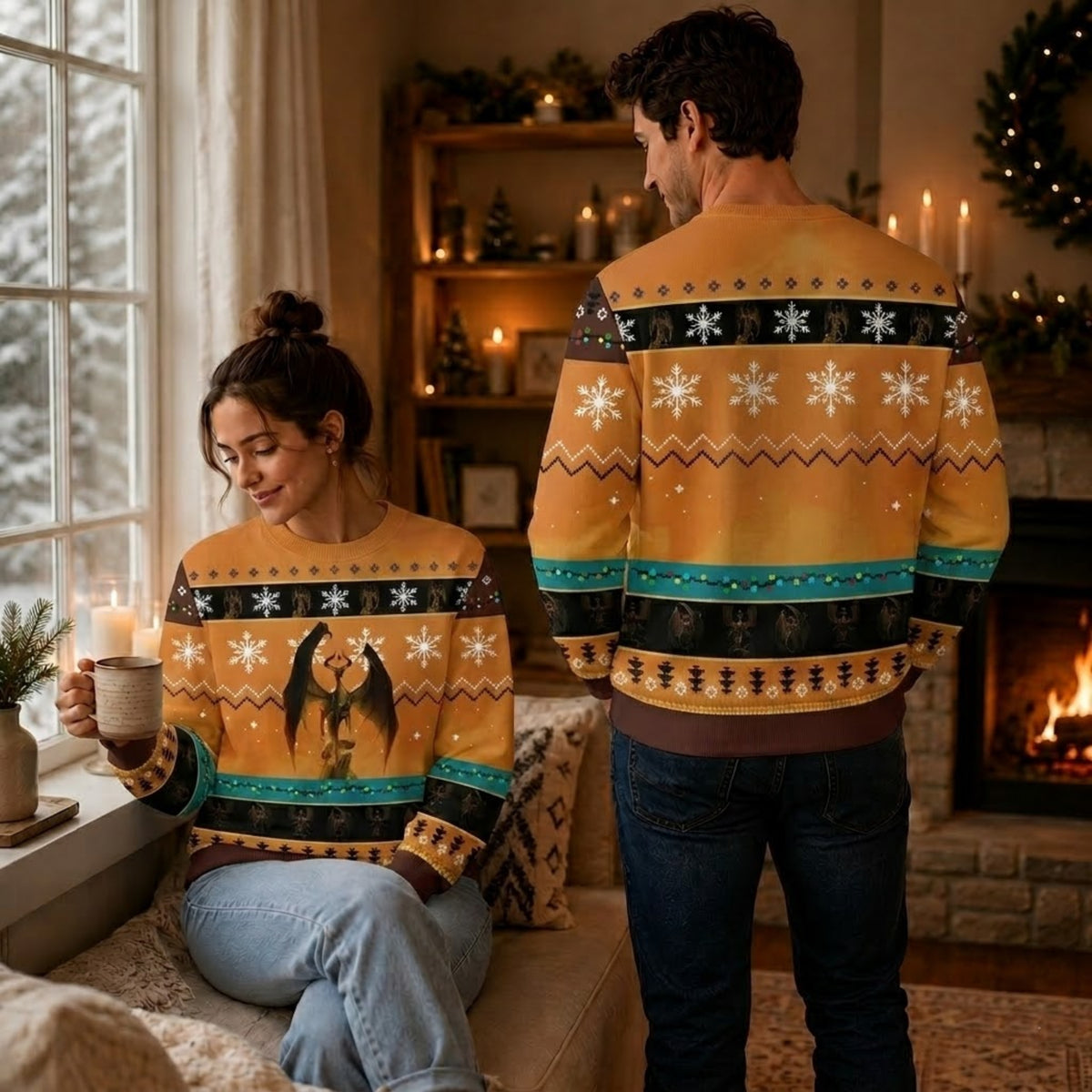 Elder Dragon Ugly Christmas Sweater - Fantasy Holiday Knit Print