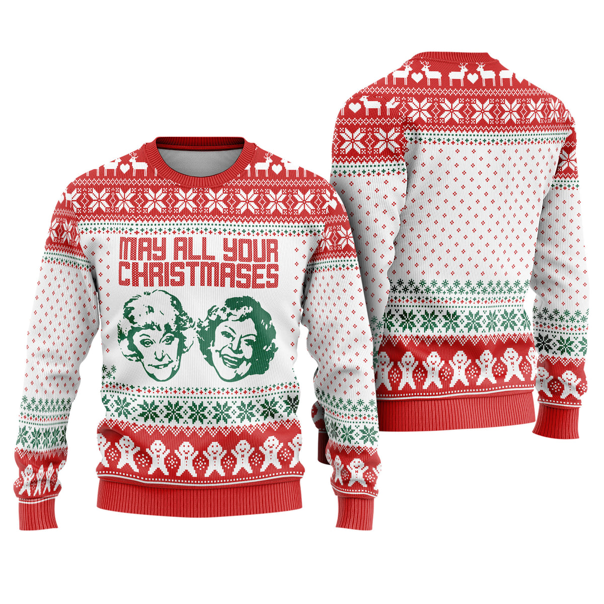 Golden Girls Ugly Christmas Sweater - May All Your Christmas Holiday Knit Print