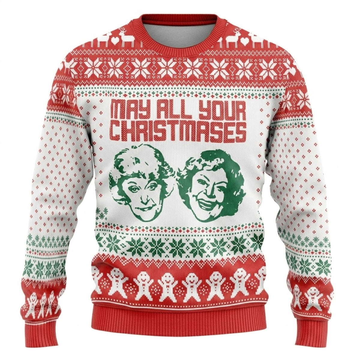 Golden Girls Ugly Christmas Sweater - May All Your Christmas Holiday Knit Print