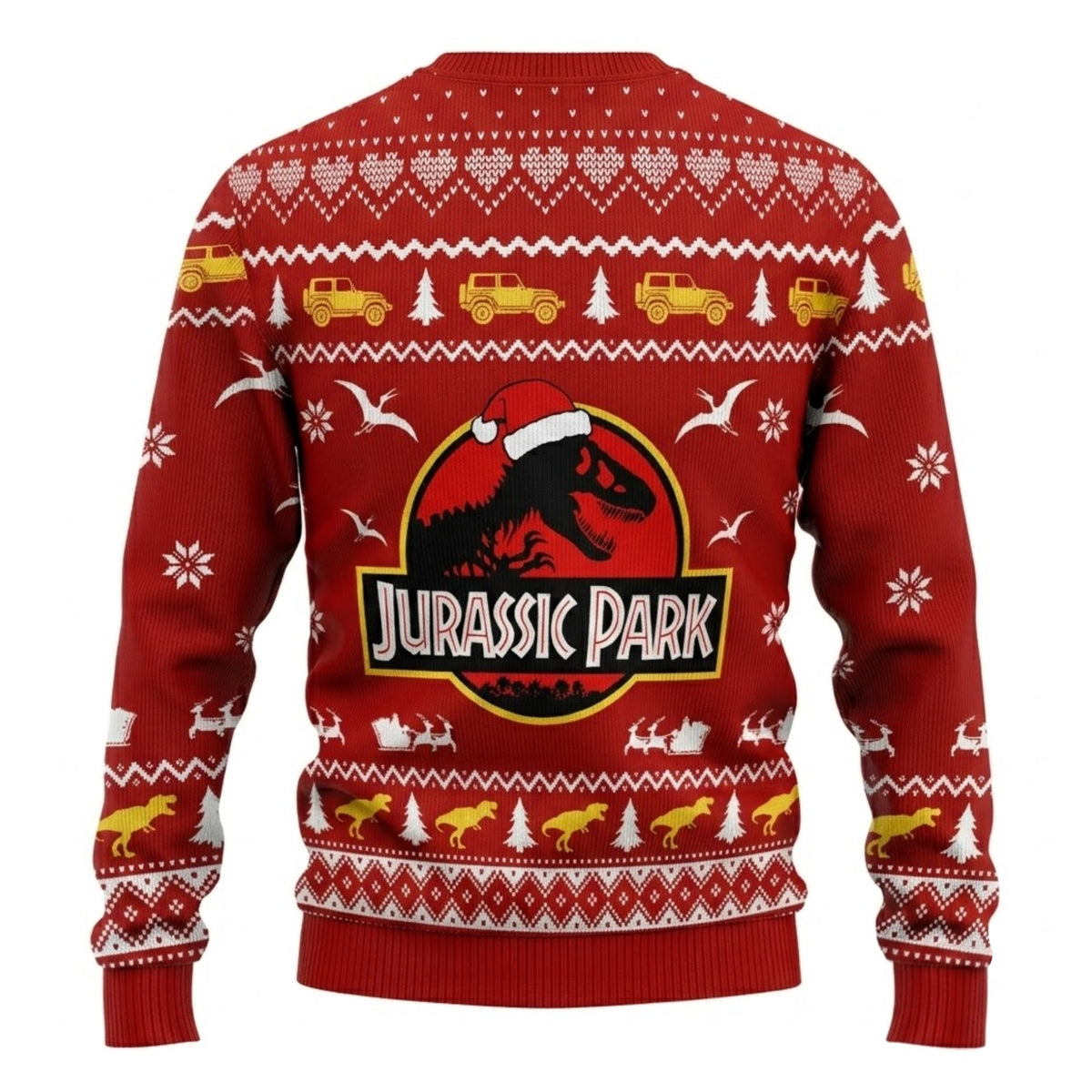 Prehistoric Dinosaur Island Safari Ugly Christmas Sweater - Ancient Isla Holiday Knit Print