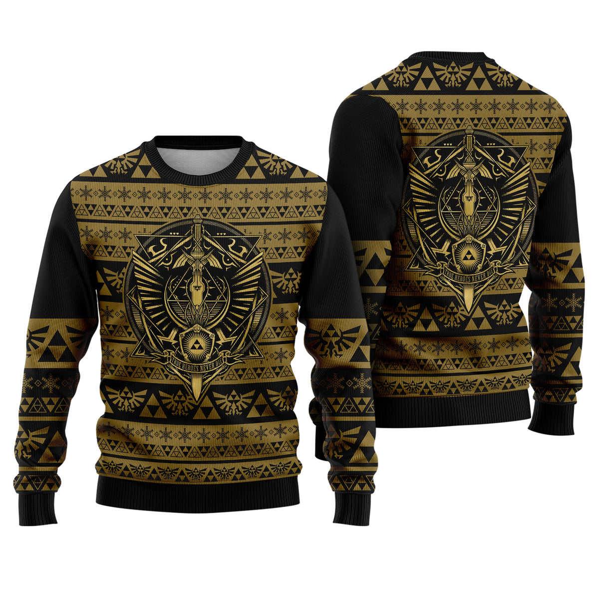 Green Tunic Elf Warrior Sword Ugly Christmas Sweater - Fantasy Hero Holiday Knit Print