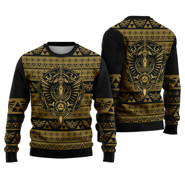 Green Tunic Elf Warrior Sword Ugly Christmas Sweater - Fantasy Hero Holiday Knit Print