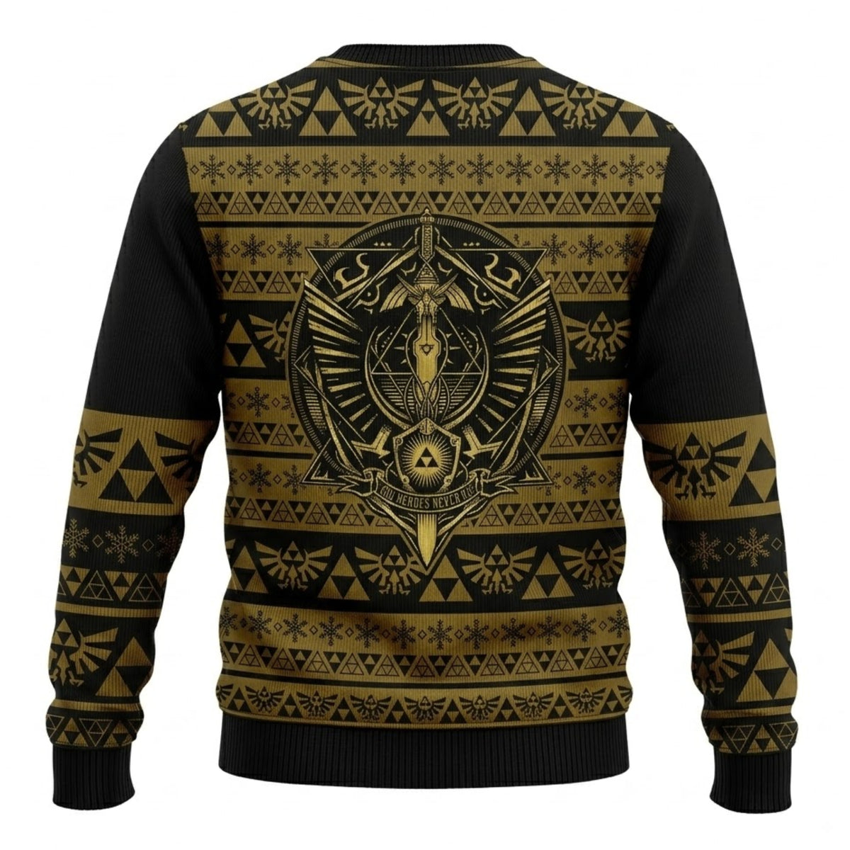 Green Tunic Elf Warrior Sword Ugly Christmas Sweater - Fantasy Hero Holiday Knit Print