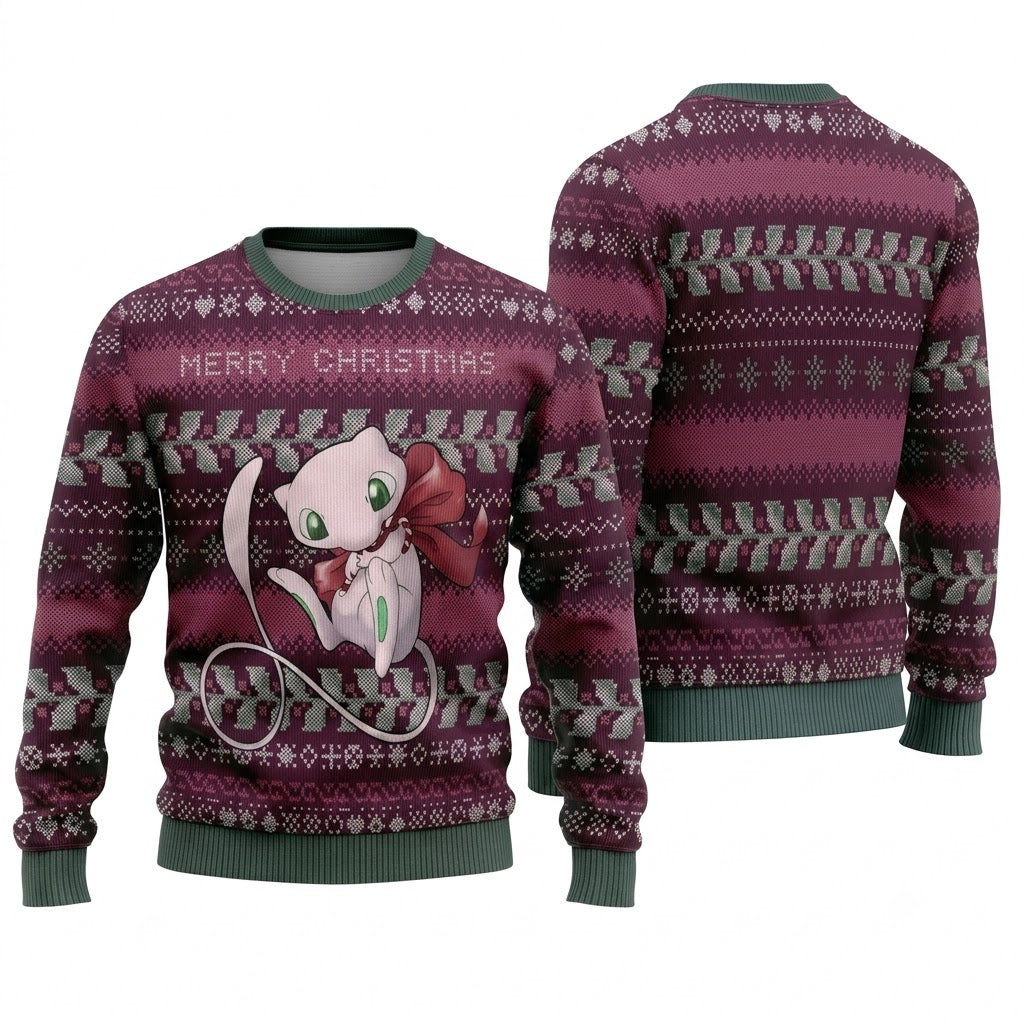 Legendary Psychic Monster Ugly Christmas Sweater - Anime Graphic Holiday Knit Print