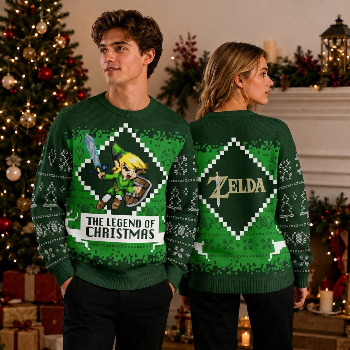 Kingdom Realm Tears of Sky Quest Ugly Christmas Sweater - Fantasy Game Holiday Knit Print
