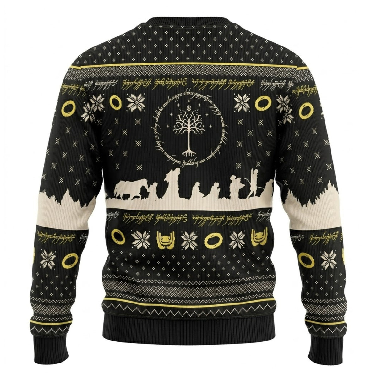 Dark Volcano Mount of Doom Golden Ring Ugly Christmas Sweater - Middle Realm Holiday Knit Print
