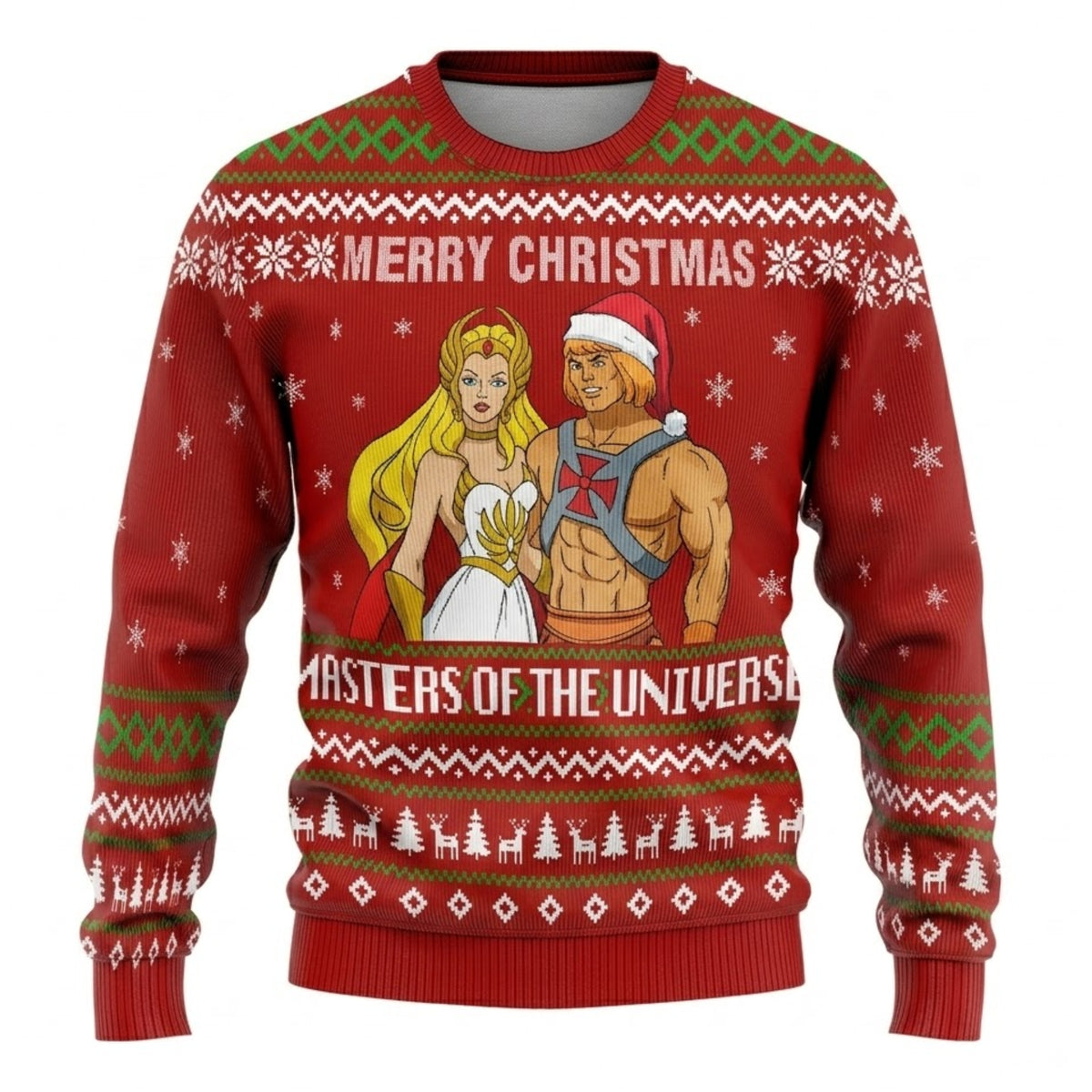 Blonde Power Hero Warrior Princess Ugly Christmas Sweater - 80s Cartoon Holiday Knit Print