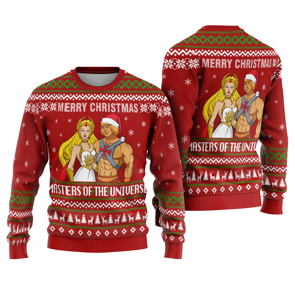 Blonde Power Hero Warrior Princess Ugly Christmas Sweater - 80s Cartoon Holiday Knit Print