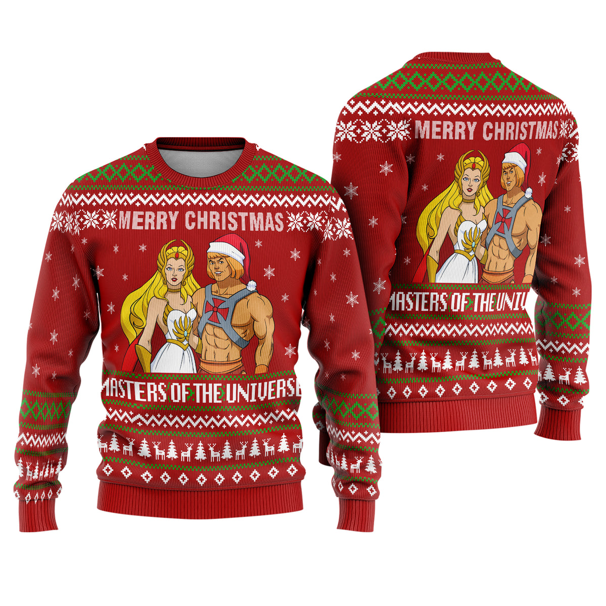 Blonde Power Hero Warrior Princess Ugly Christmas Sweater - 80s Cartoon Holiday Knit Print