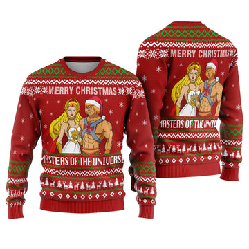 Blonde Power Hero Warrior Princess Ugly Christmas Sweater - 80s Cartoon Holiday Knit Print