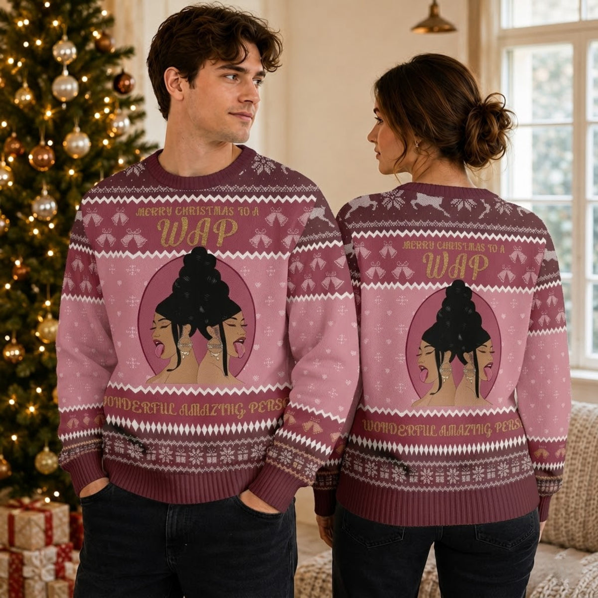 Hip Hop Queens Rap Lyrics Ugly Christmas Sweater - Music Star Holiday Knit Print