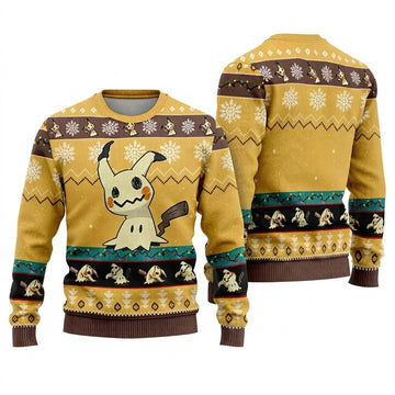 Rag Doll Ghost Disguise Monster Ugly Christmas Sweater - Anime Spooky Holiday Knit Print