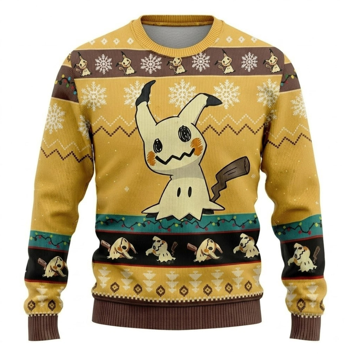 Rag Doll Ghost Disguise Monster Ugly Christmas Sweater - Anime Spooky Holiday Knit Print