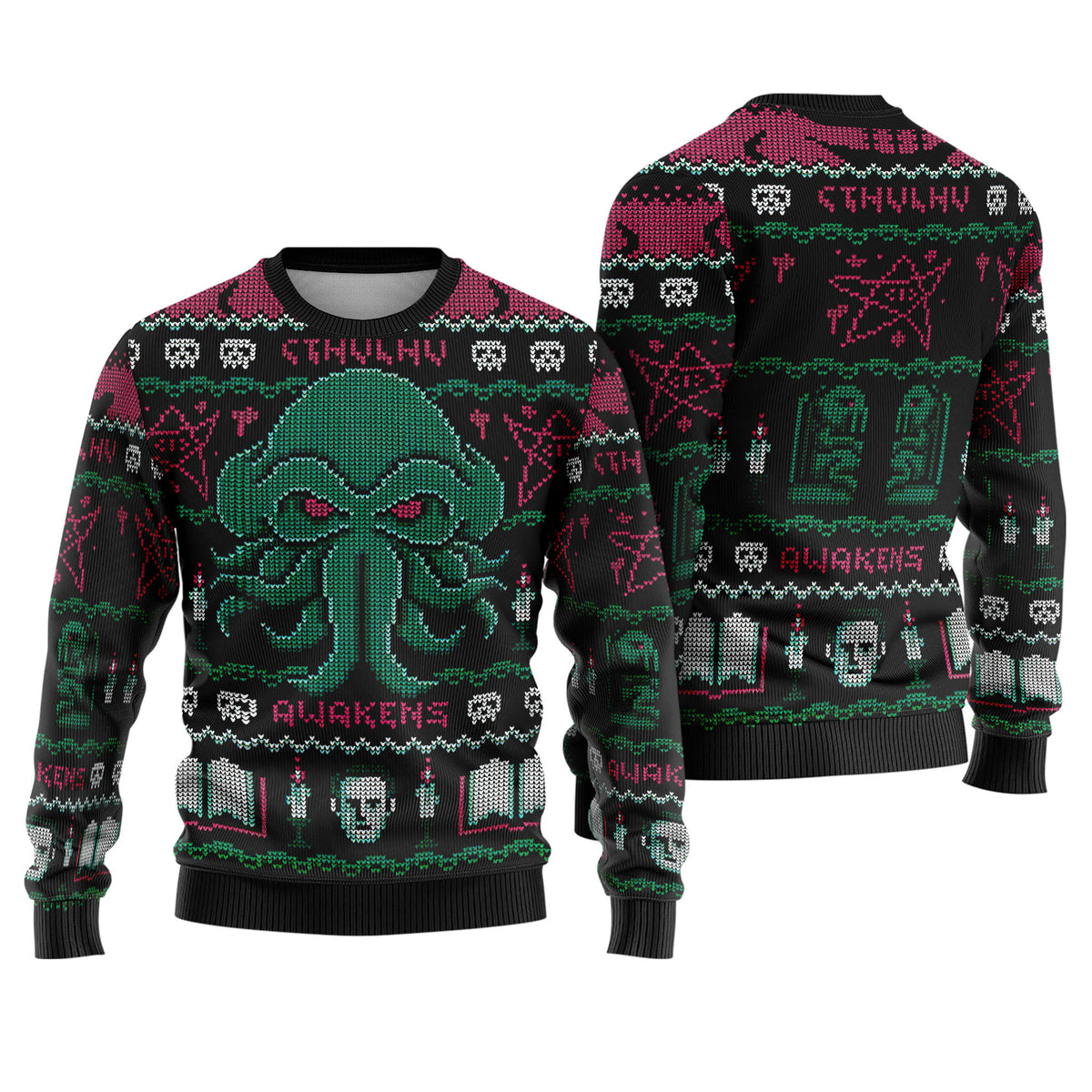 Cthulhu Awakens Ugly Christmas Sweater - Cosmic Horror Holiday Knit Print