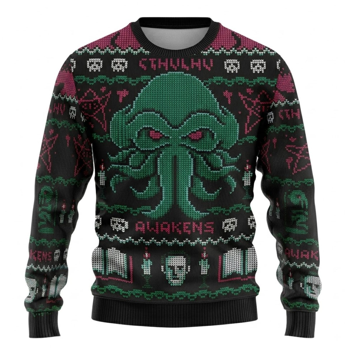 Cthulhu Awakens Ugly Christmas Sweater - Cosmic Horror Holiday Knit Print