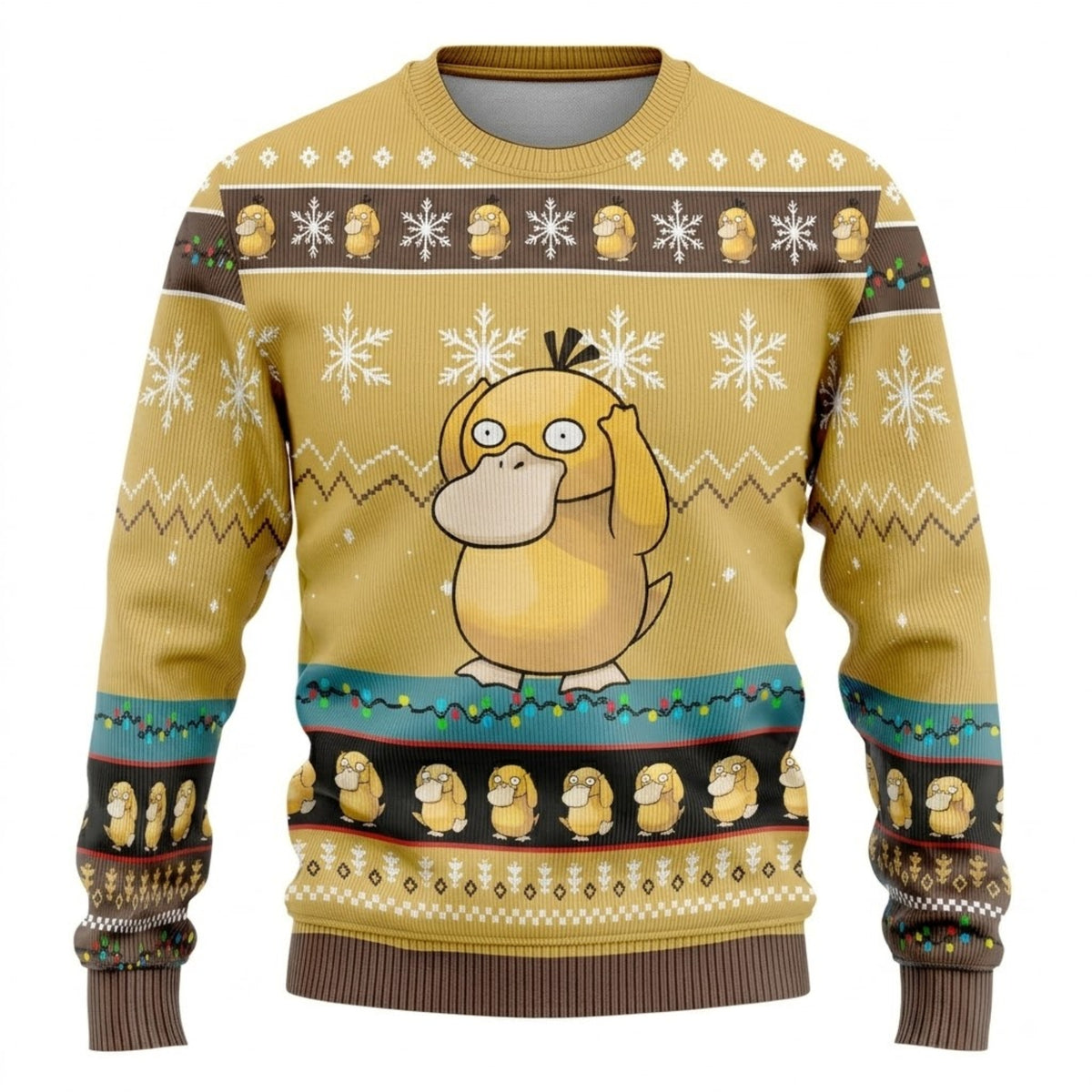 Headache Yellow Duck Ugly Christmas Sweater - Funny Character Holiday Knit Print