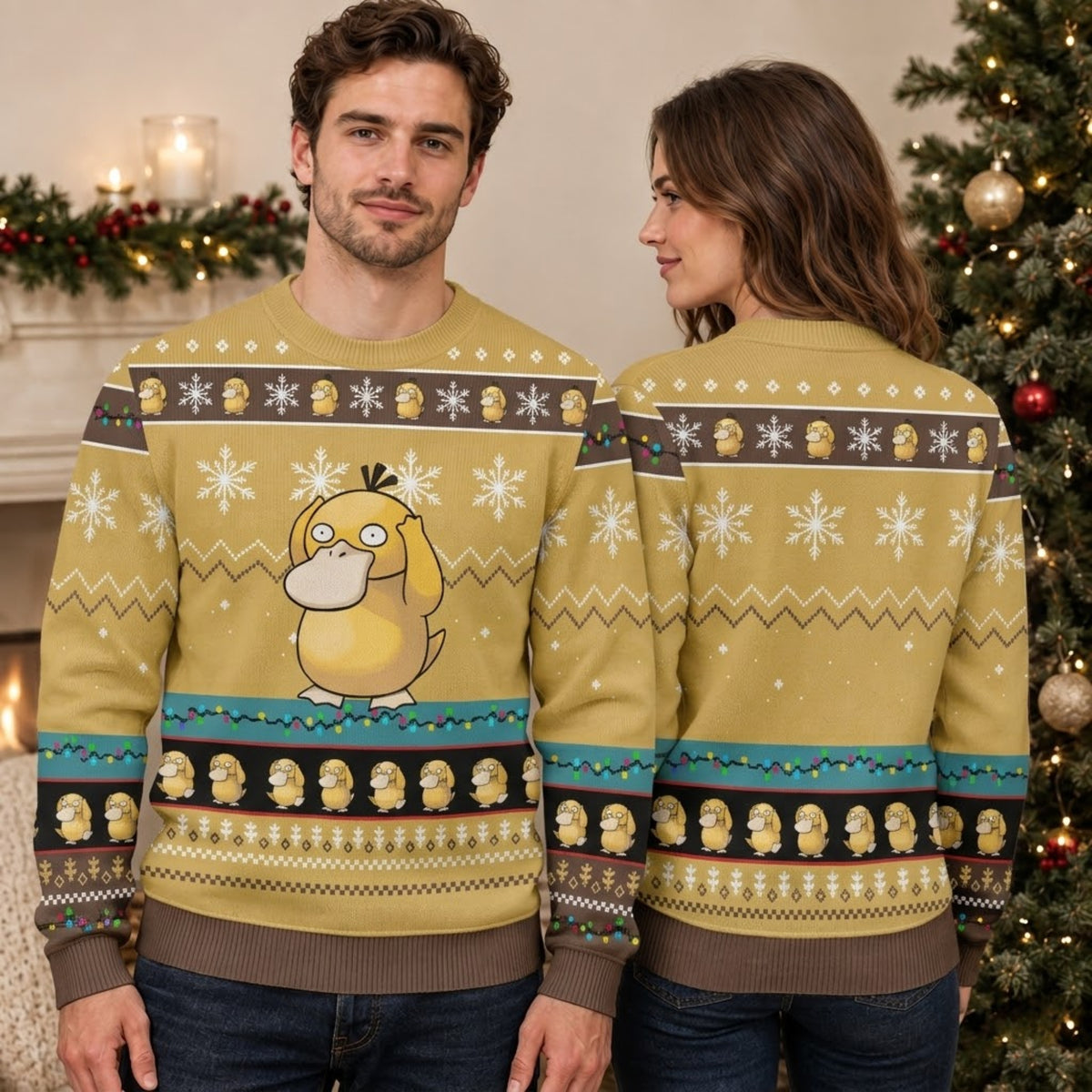 Headache Yellow Duck Ugly Christmas Sweater - Funny Character Holiday Knit Print