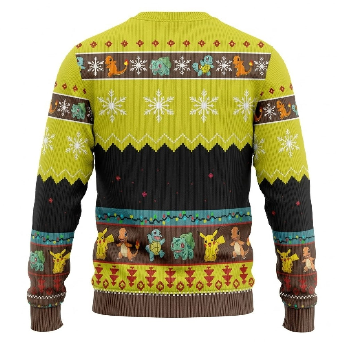 Pocket Creature Starters Trio Ugly Christmas Sweater - Anime Monster Holiday Knit Print