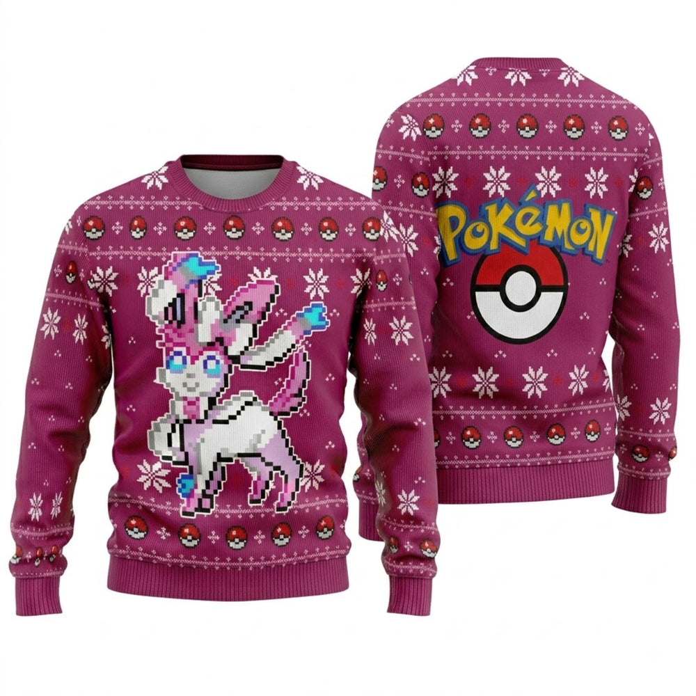 Pastel Ribbon Fairy Fox Evolution Ugly Christmas Sweater - Pixel Art Holiday Knit Print