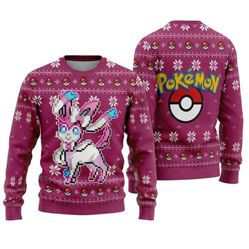 Pastel Ribbon Fairy Fox Evolution Ugly Christmas Sweater - Pixel Art Holiday Knit Print