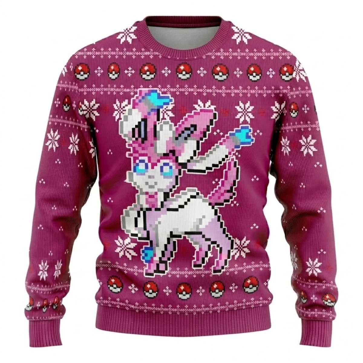 Pastel Ribbon Fairy Fox Evolution Ugly Christmas Sweater - Pixel Art Holiday Knit Print