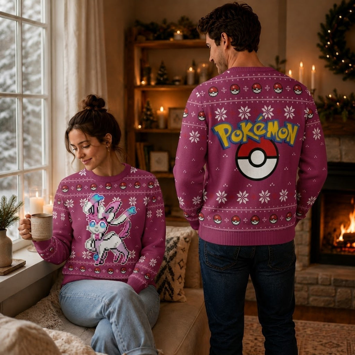 Pastel Ribbon Fairy Fox Evolution Ugly Christmas Sweater - Pixel Art Holiday Knit Print