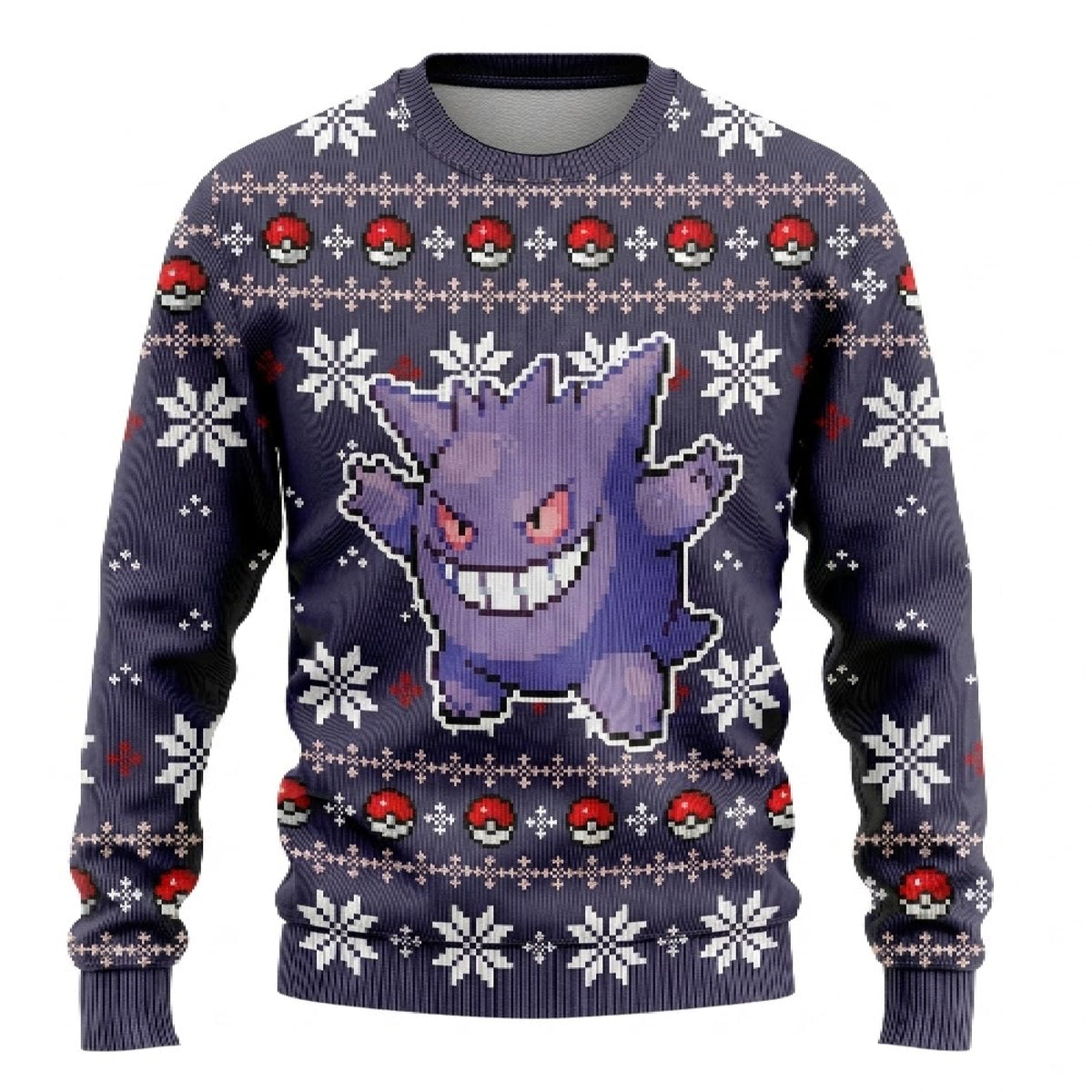 Purple Shadow Mischief Ghost Ugly Christmas Sweater - Pixel Art Holiday Knit Print