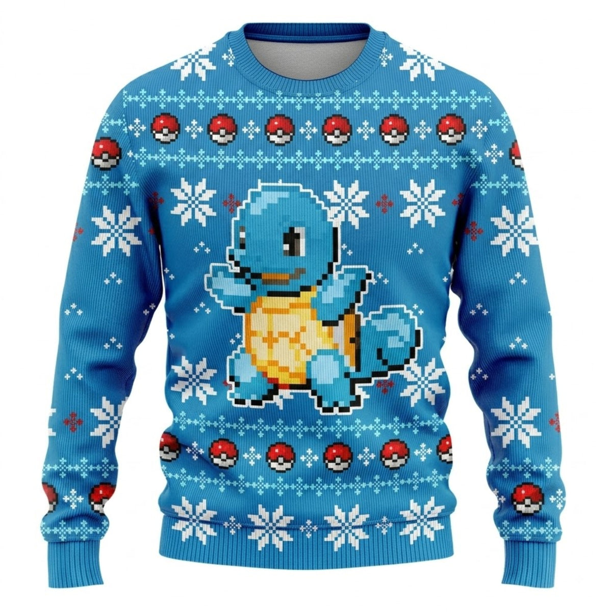 Tiny Blue Water Turtle Ugly Christmas Sweater - Pixel Art Holiday Knit Print