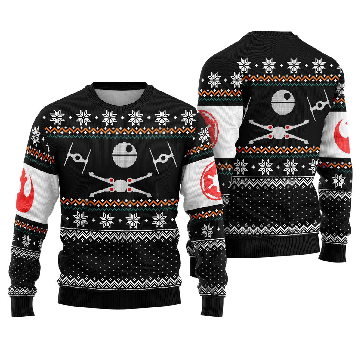 Galactic Dogfight Ugly Christmas Sweater - Deep Space Opera Holiday Knit Print
