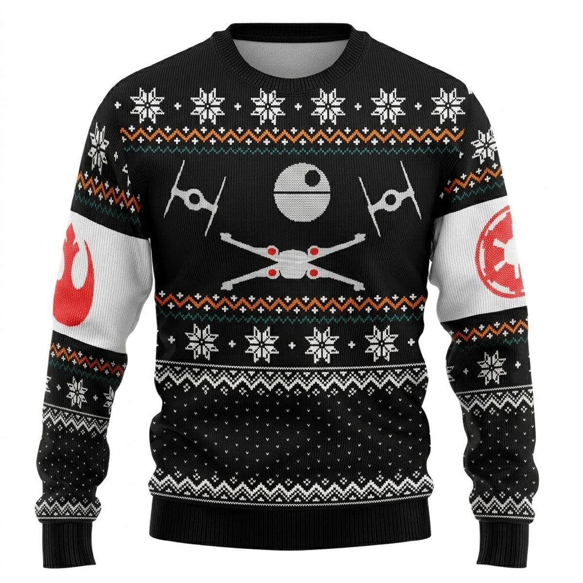 Galactic Dogfight Ugly Christmas Sweater - Deep Space Opera Holiday Knit Print