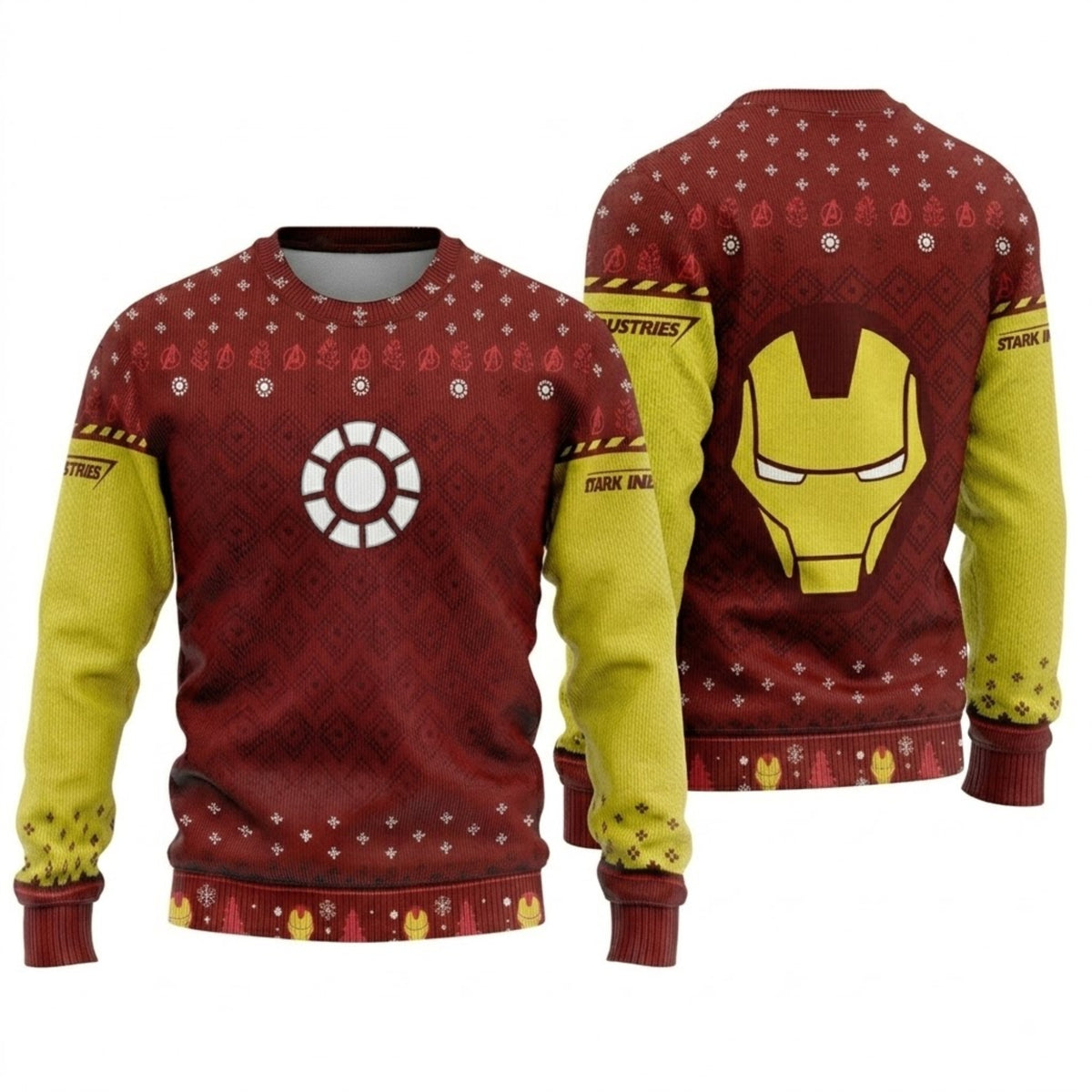 Armored Billionaire Hero Ugly Christmas Sweater - Tech Genius Holiday Knit Print