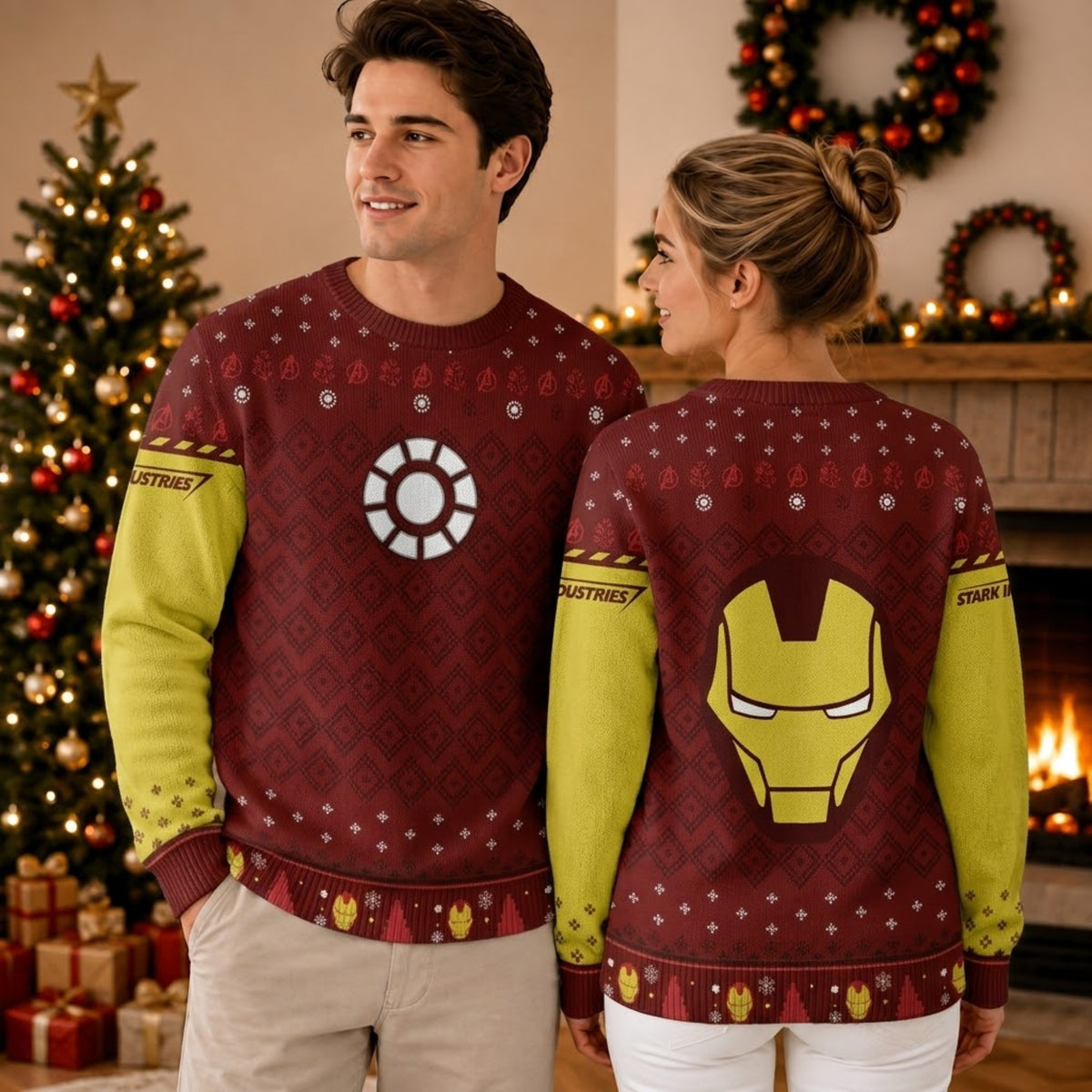 Armored Billionaire Hero Ugly Christmas Sweater - Tech Genius Holiday Knit Print