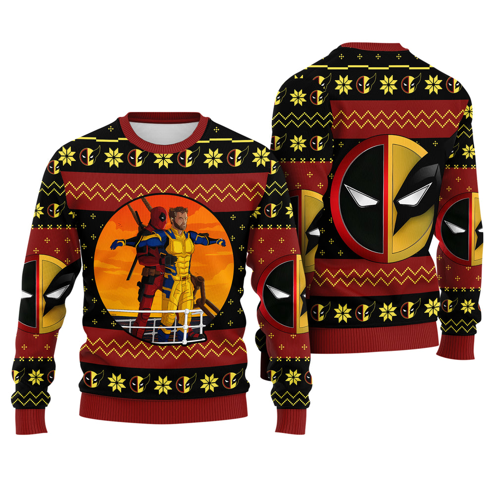Mercenary and Wild Claw Ugly Christmas Sweater - Superhero Frenemies Holiday Knit Print