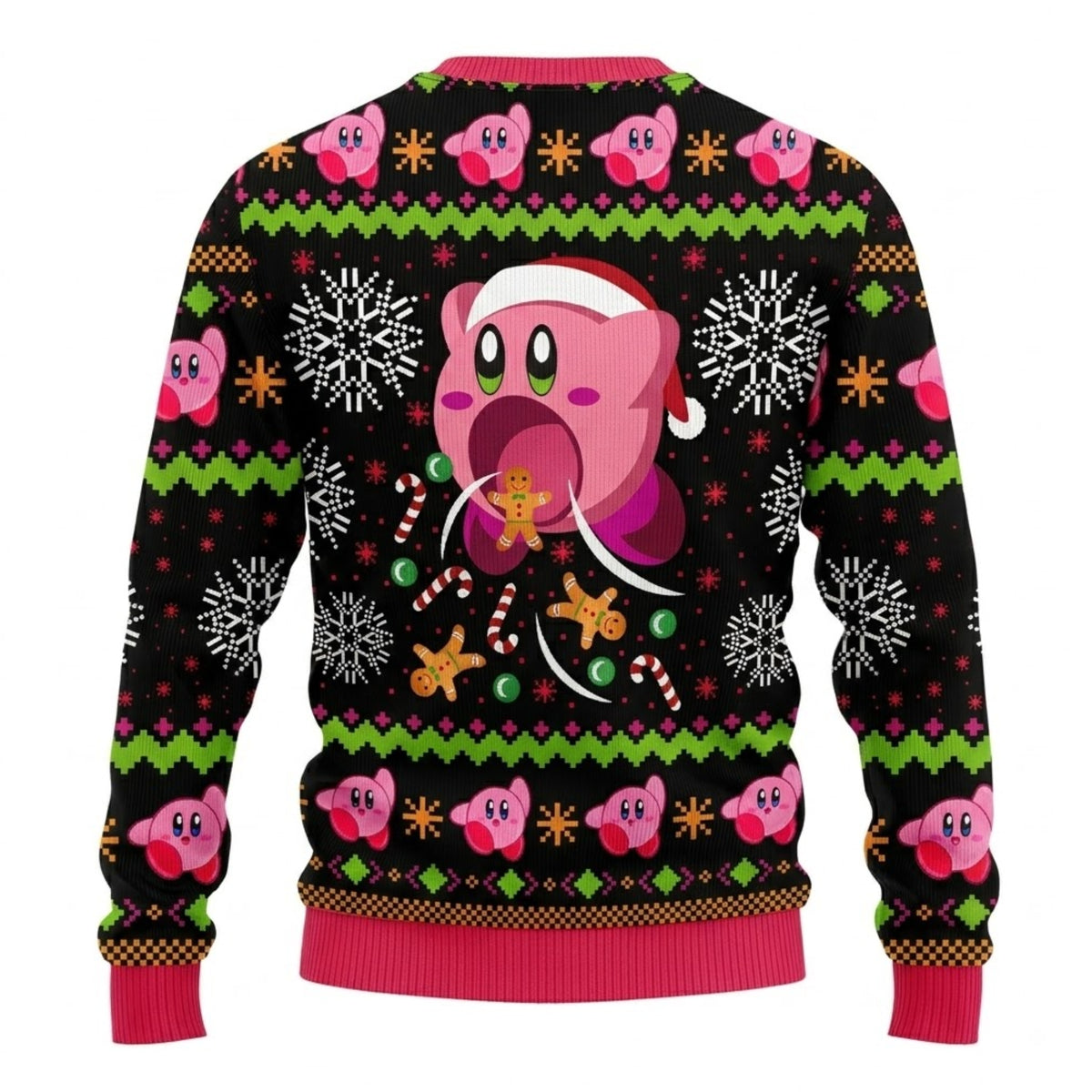 Pink Star Inhaler Dream Realm Hero Ugly Christmas Sweater - Video Game Holiday Knit Print